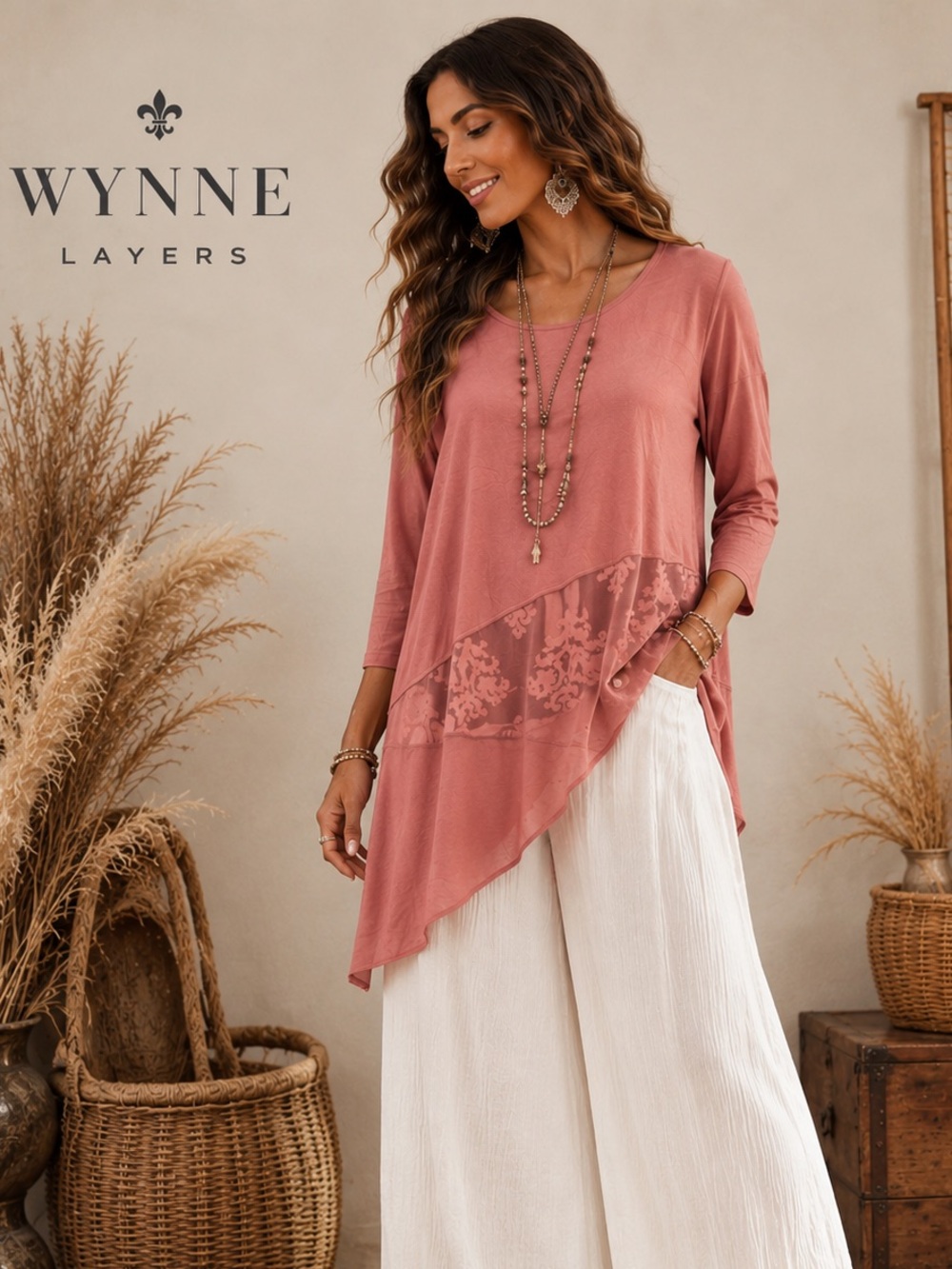 Wynne Layers, Beautiful Soft Mauve Blouse, Fun, Funky and Fabulous! Size 1X - Picture 1 of 12